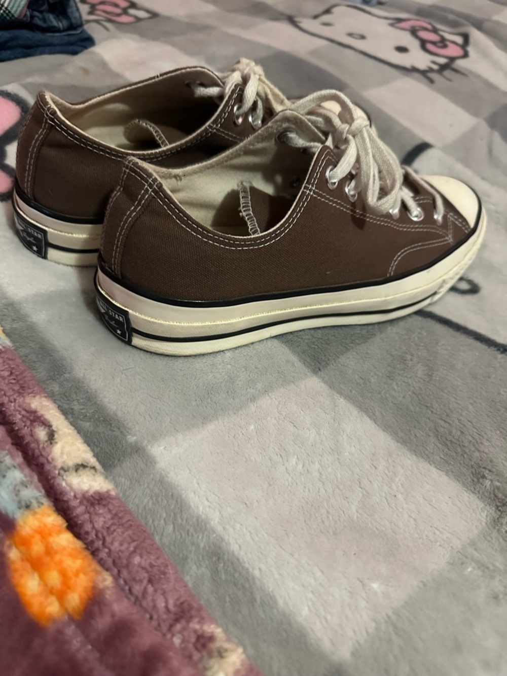 Converse Low-Top Canvas Sneakers in Brown and White